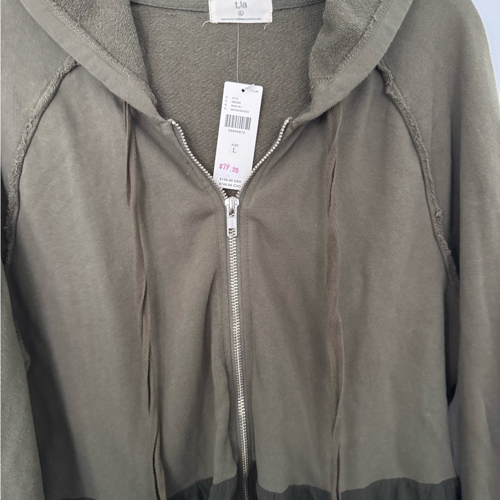 T.La Olive Zip-Up Hoodie with Silver Zipper